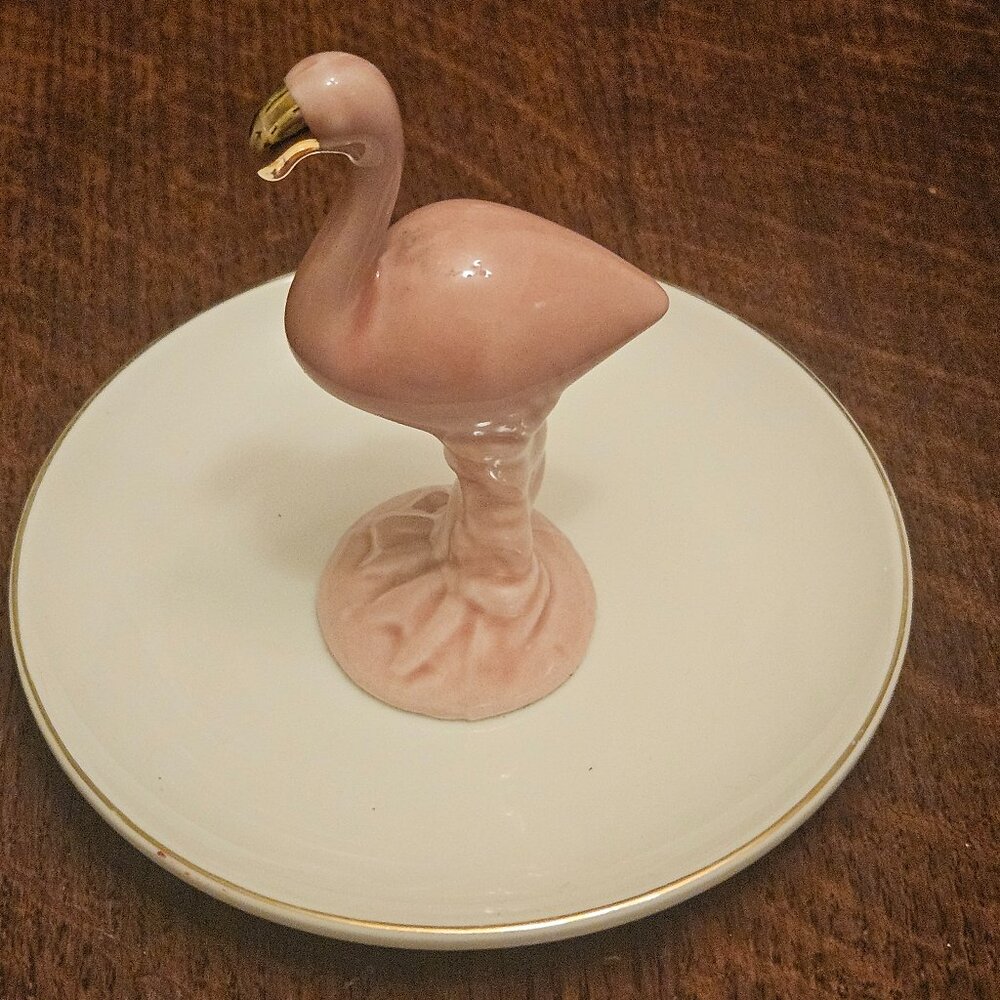 Tri-Coastal Design Pink Flamingo Ring Holder Dish. 6"